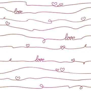 Seamless vector pattern with hearts and lettering Love on the ropes Stock Illustration