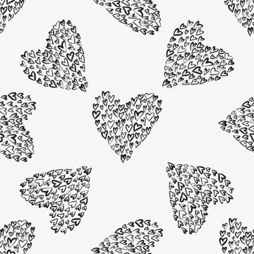Seamless vector pattern with hearts. Stock Illustration