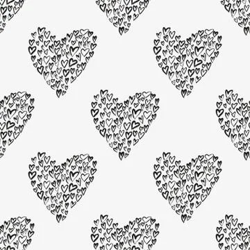 Seamless vector pattern with hearts. Stock Illustration