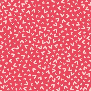 Seamless vector pattern with hearts on red background. Vector repeating tex.. Stock Illustration