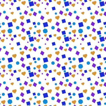 Seamless vector pattern with hearts, squares, hearts, lines, stars and dots o イラスト素材