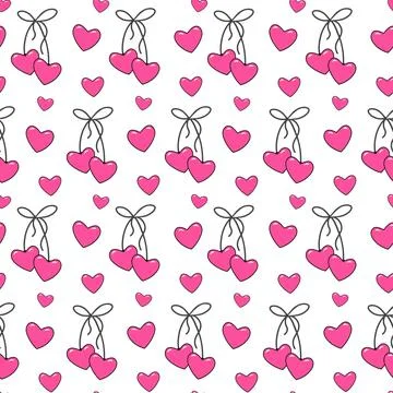 Seamless vector pattern of hearts tied with lace Stock Illustration