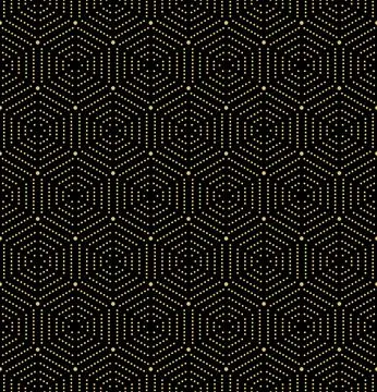 Seamless Vector Pattern With Hexagonal Dotted Shapes Stockillustratie