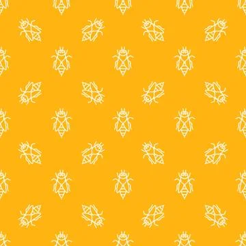 Seamless vector pattern with Honey Bees line icons 库存插图