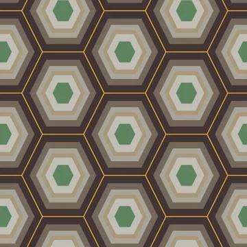 Seamless vector pattern with honeycomb shaped pattern in brown and green colors Illustrazione stock