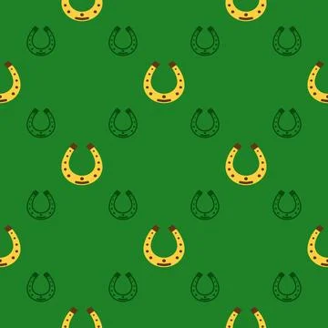 Seamless vector pattern with Horseshoe. The holidays backdrop for St. Patrick's Stock Illustration