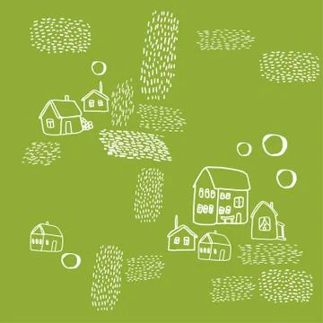 Seamless vector pattern with houses. Illustrazione stock
