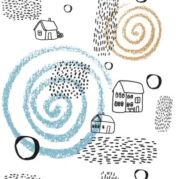 Seamless vector pattern with houses. Stock Illustration