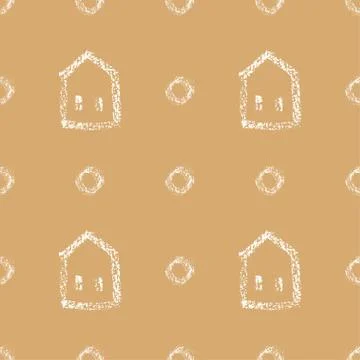 Seamless vector pattern with houses. Stock Illustration