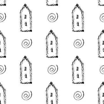 Seamless vector pattern with houses. Stock Illustration