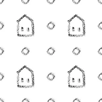 Seamless vector pattern with houses. Stock Illustration