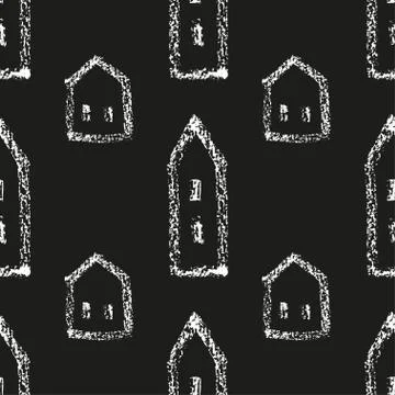 Seamless vector pattern with houses. Stock Illustration