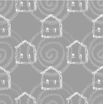Seamless vector pattern with houses. Stock Illustration
