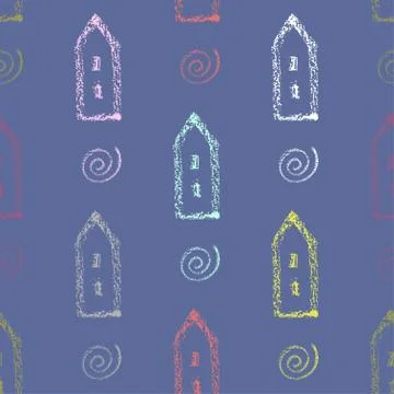 Seamless vector pattern with houses. Stock Illustration