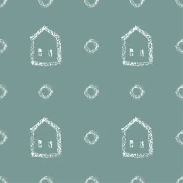Seamless vector pattern with houses. Stock Illustration