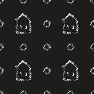 Seamless vector pattern with houses. Stock Illustration