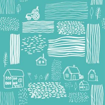 Seamless vector pattern with houses. Stock Illustration