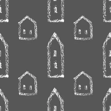 Seamless vector pattern with houses. Stock Illustration