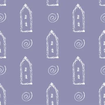 Seamless vector pattern with houses. Illustrazione stock