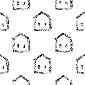 Seamless vector pattern with houses. Stock Illustration