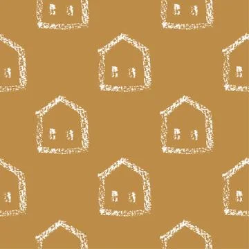 Seamless vector pattern with houses. Stock Illustration