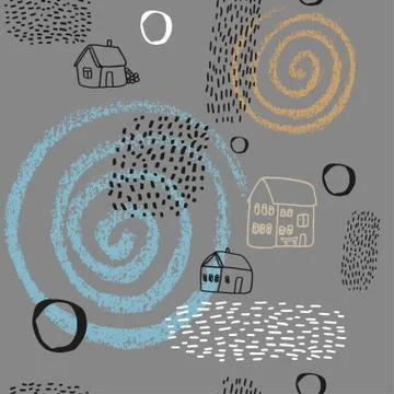 Seamless vector pattern with houses. Illustrazione stock