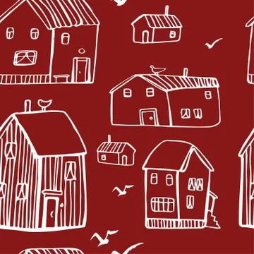Seamless vector pattern with houses. Illustrazione stock