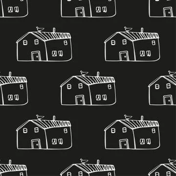 Seamless vector pattern with houses. Stock Illustration
