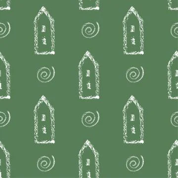 Seamless vector pattern with houses. Stock Illustration