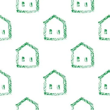 Seamless vector pattern with houses. Illustrazione stock