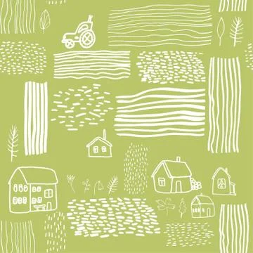Seamless vector pattern with houses. Stock Illustration