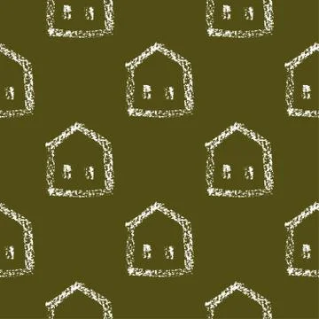 Seamless vector pattern with houses. Stock Illustration