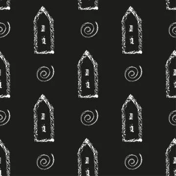 Seamless vector pattern with houses. Illustrazione stock