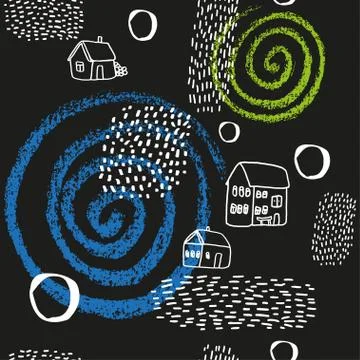 Seamless vector pattern with houses. Illustrazione stock