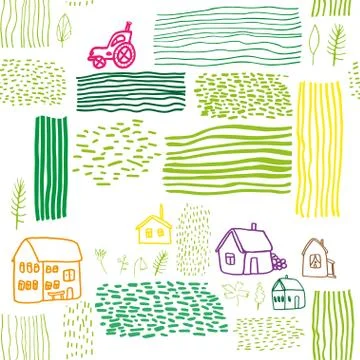 Seamless vector pattern with houses. Stock Illustration