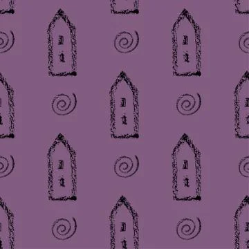 Seamless vector pattern with houses. Stock Illustration