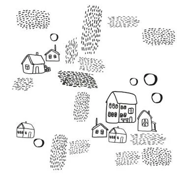 Seamless vector pattern with houses. Illustrazione stock