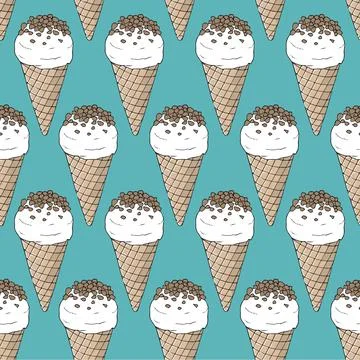 Seamless vector pattern with ice cream cones Stock Illustration