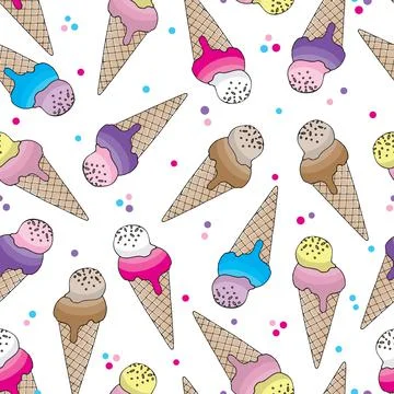 Seamless vector pattern with ice cream illustration Stock Illustration