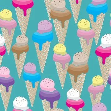 Seamless vector pattern with ice cream Stock Illustration