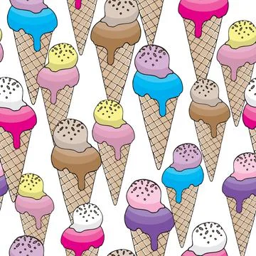 Seamless vector pattern with ice cream illustration Stock Illustration