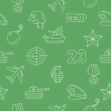Seamless vector pattern of icon of Fatherland Defender's Day 스톡 일러스트