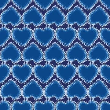 Seamless vector pattern with indigo blue hearts Stock Illustration