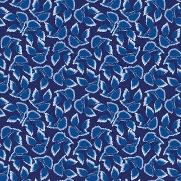Seamless vector pattern with indigo blue leaves Illustrazione stock