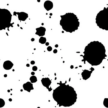 Seamless vector pattern of ink blots on a white background. Paint stains. 스톡 일러스트