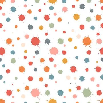 Seamless vector pattern of ink color blots on a white background. 스톡 일러스트