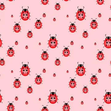 Seamless vector pattern with insects, chaotic background with bright close-up Stock Illustration
