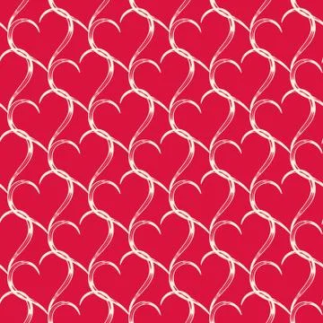 Seamless vector pattern from the intertwining carved hearts Stock Illustration