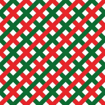 Seamless vector pattern of interwoven lines of green and red, Christmas color Stock Illustration