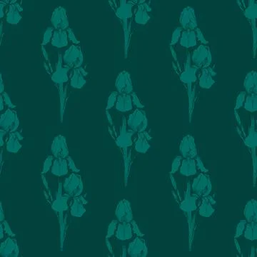Seamless vector pattern with iris flowers.Textile texture.Textile seamless pr Stock Illustration